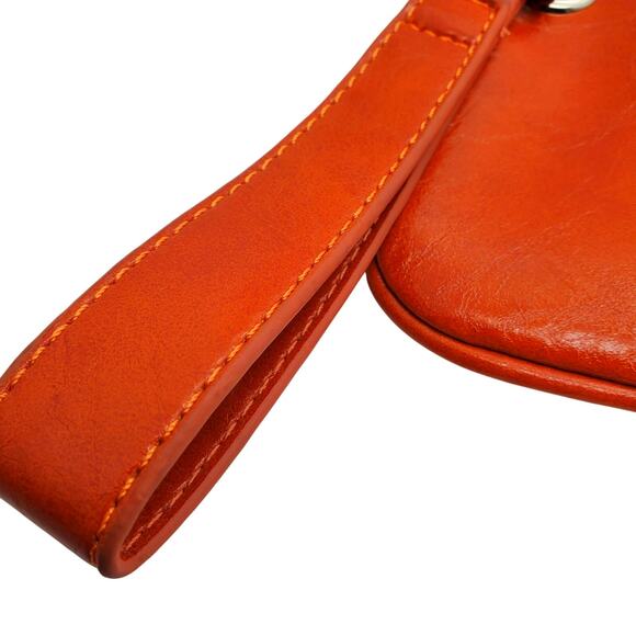 Treska Orange Clutch Bag Vegan Leather Wristlet Zipper Pockets Small Purse Case - Picture 7 of 10